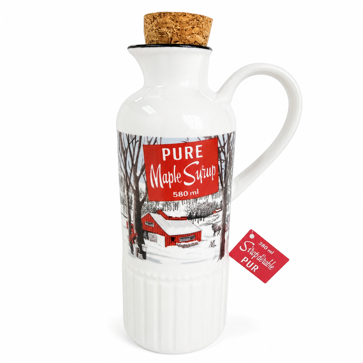 Ceramic Maple Syrup Jug with Wooden Cork Stopper