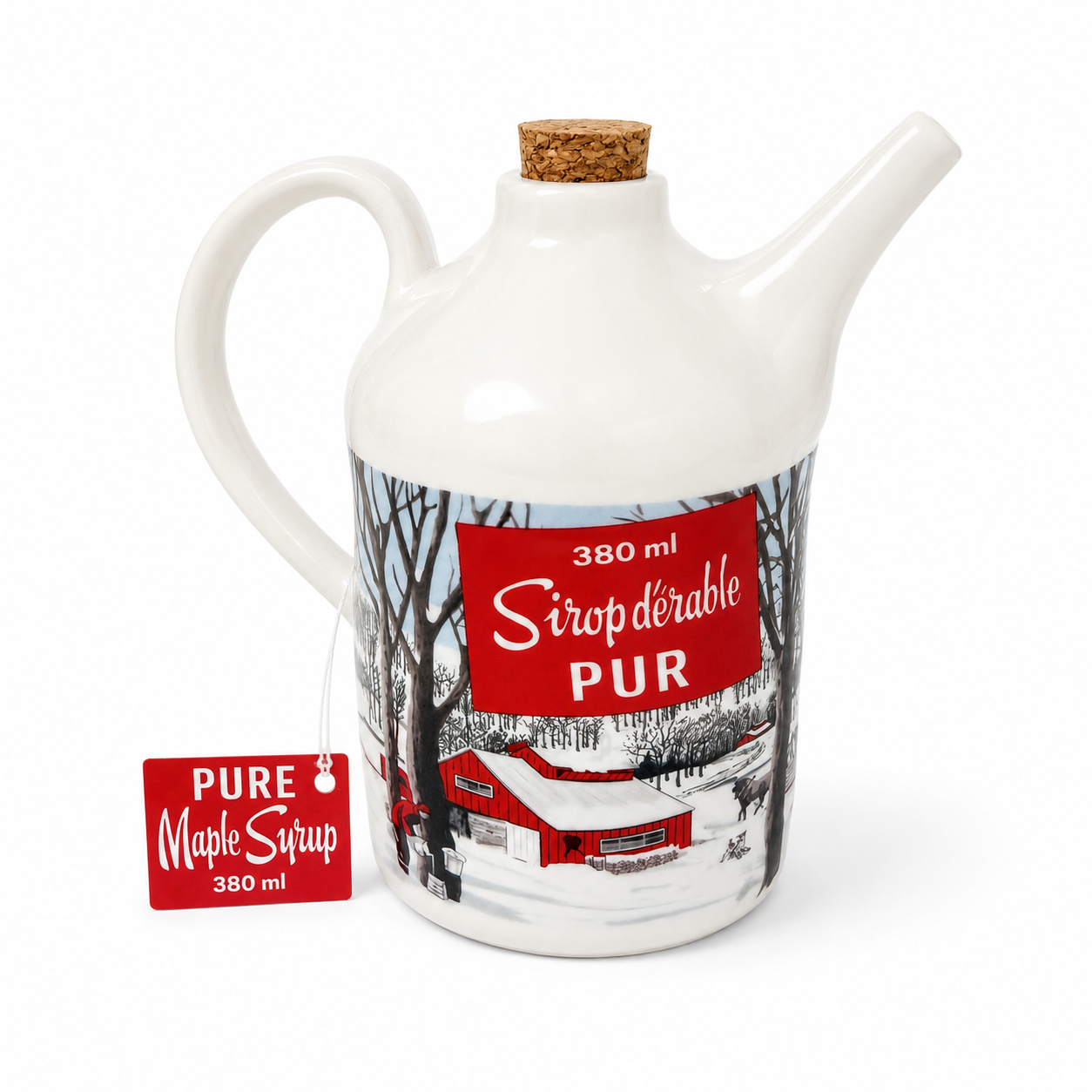 Ceramic Maple Syrup Jug with Wooden Cork Stopper