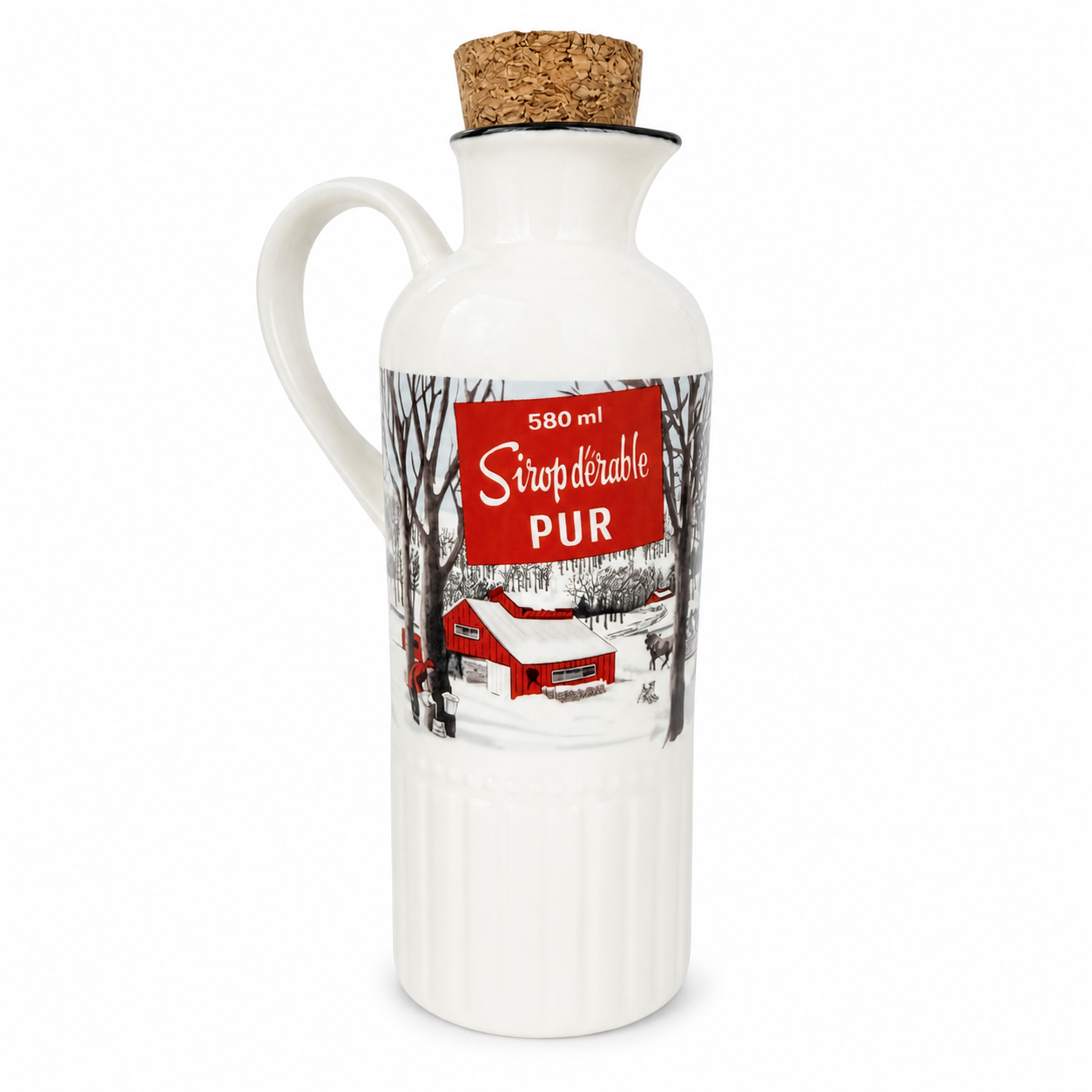 Ceramic Maple Syrup Jug with Wooden Cork Stopper
