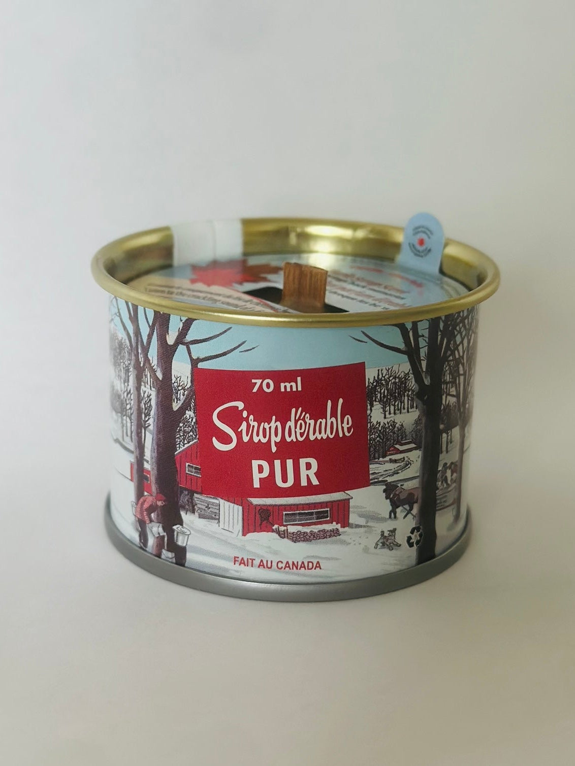 Mini Maple Syrup Candle – 70 ml Iconic Tin Can (Wood wick)